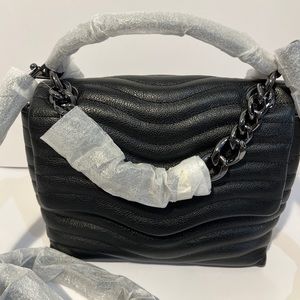 REBECCA MINKOFF MAB Black Quilted Leather Top Handle Satchel